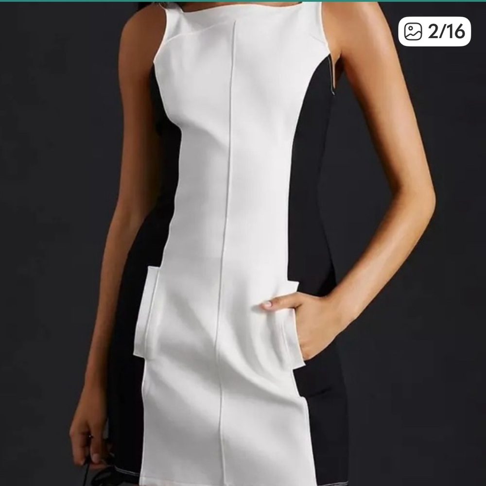 Maeve Two-Tone Black and White Mini Dress